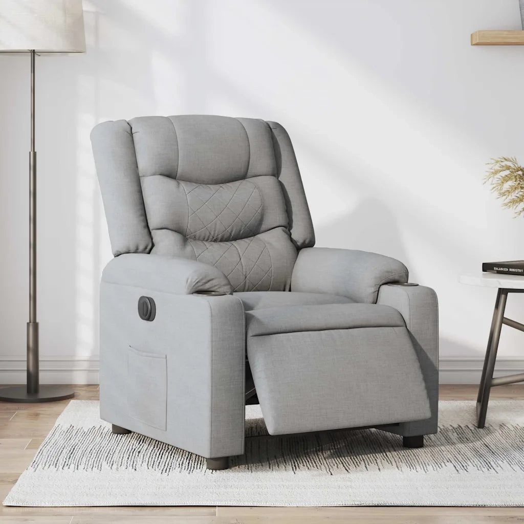 Poltrona | Sedia Relax Elettrica Reclinabile Grigio Chiaro in Tessuto