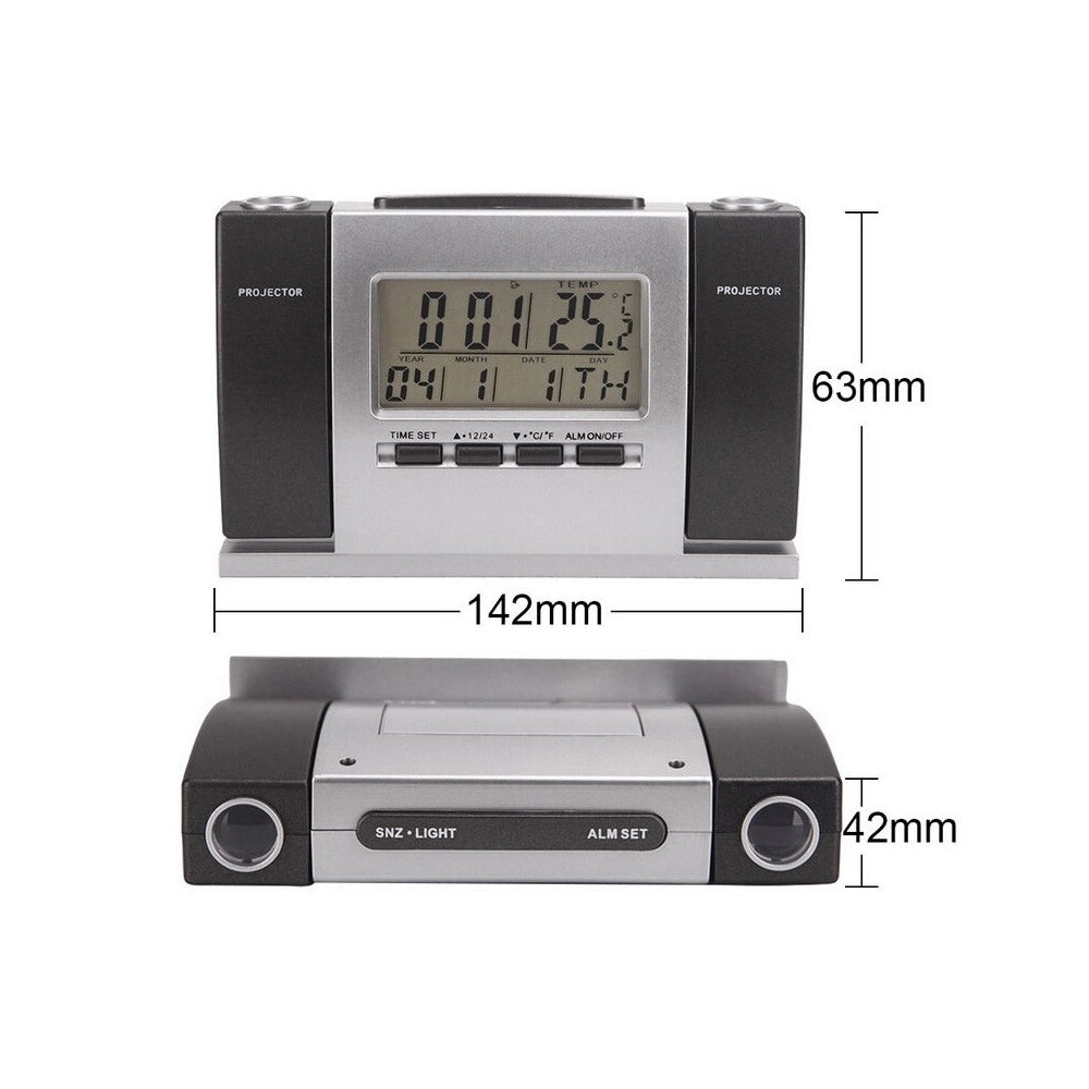 Trade Shop - Sveglia Orologio A Proiezione Ora Temperatura Schermo Lcd Data Gradi Proiettore -