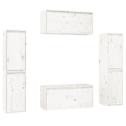 Mobile TV multimediale scaffale TV credenza mobile TV sala da pranzo soggiorno camera da letto 6 pezzi legno massello di pino bianco 02_0028795
