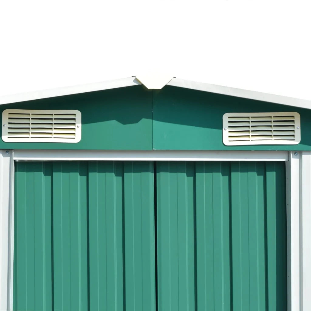 Casetta da giardino cabina ripostiglio casetta da esterno robusta casetta per attrezzi 257 x 392 x 181 cm metallo verde 02_0022169