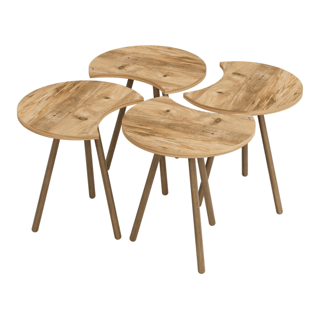 Set di 4 Tavolini Componibili 'Højer' Tavolino Basso 4 in1 - Effetto Legno [en.casa]