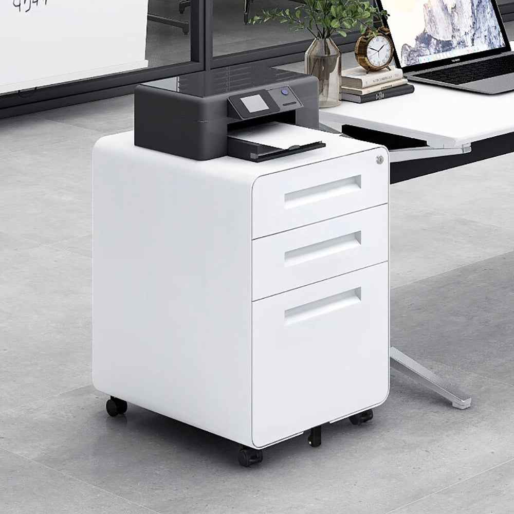 Armoire a dossiers mobile - Xylo - 3 cassetti 5 ruote - Bianco resistente umidita