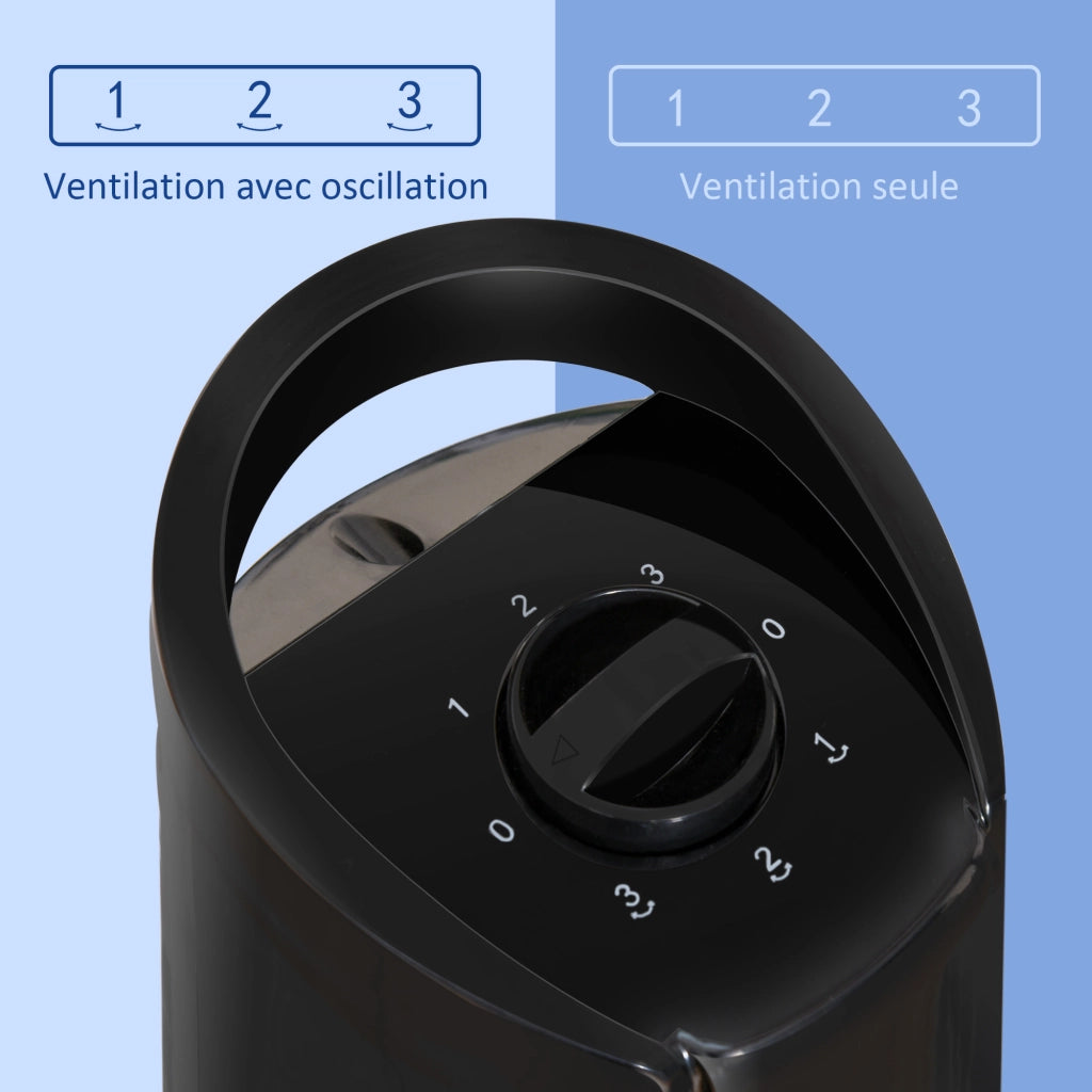Ventilatore a colonna moderno 3 velocit¨¤ oscillante 70¡ã 50W ¨C zephmum ¨C nero ? 20 x 78,5 cm