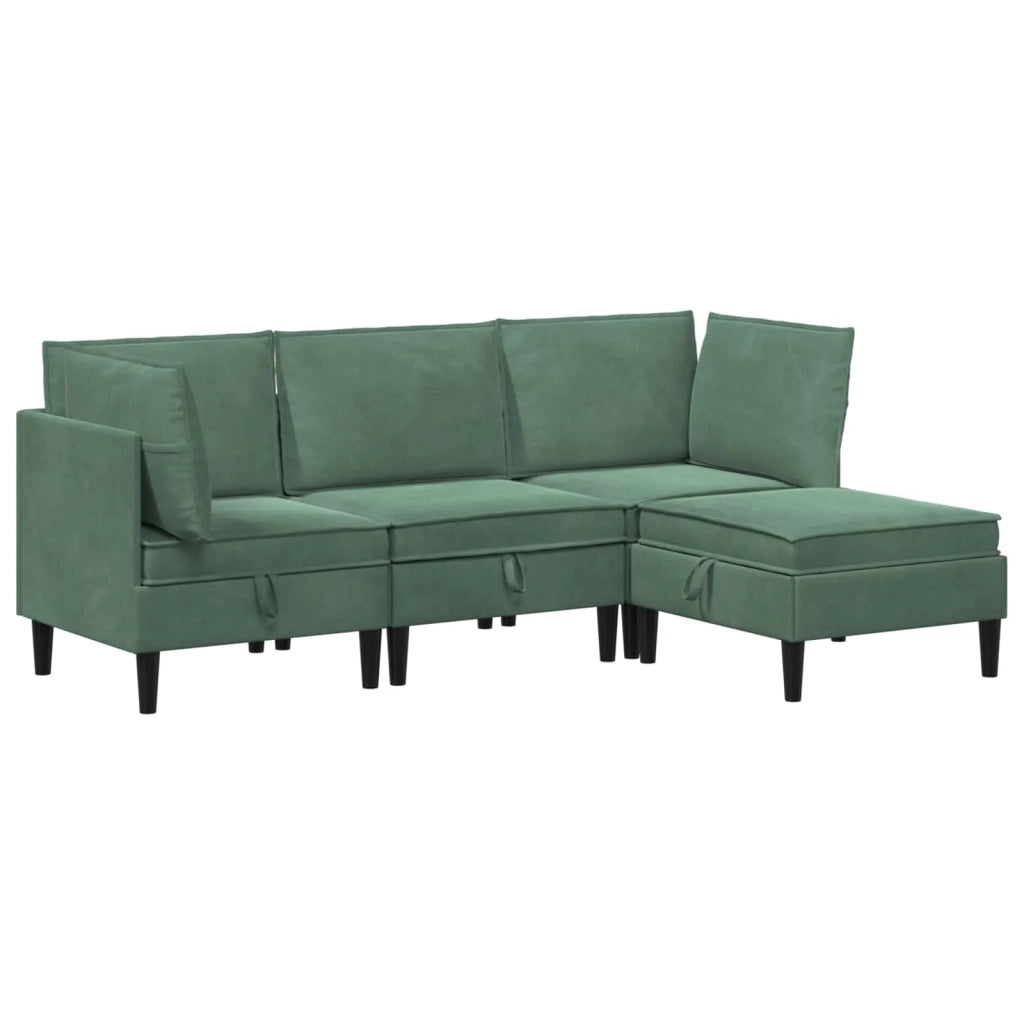 Set di mobili per il soggiorno 4 pcs Verde Mare Velluto