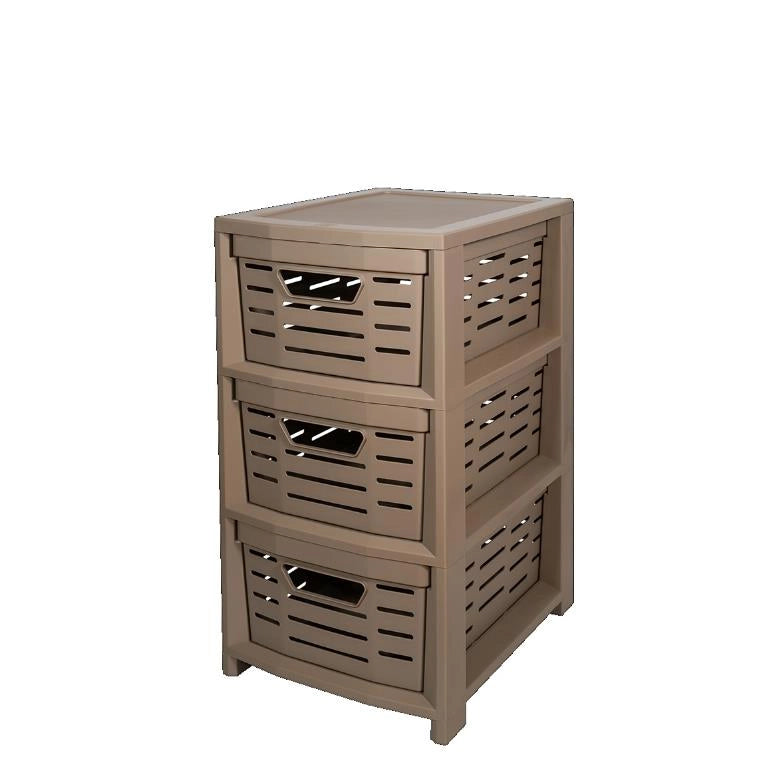Cassettiera Multiuso in Plastica Uniko 3 Cassetti Tortora 36,5 × 28,5 × 51,5 cm