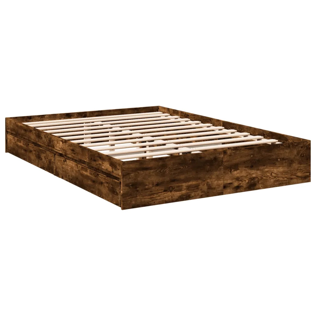Giroletto con Cassetti Rovere Fumo 160x200 cm Legno Multistrato