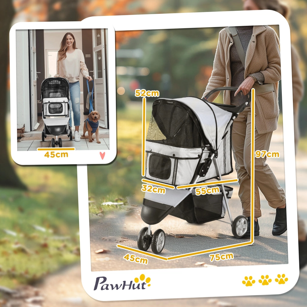 Carrello per Cani con Cestino ¨C zephmum ¨C 75x45x97 cm Grigio