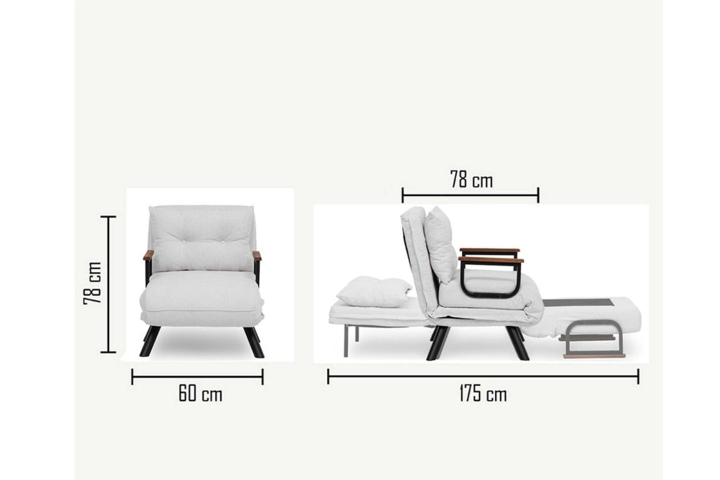 Poltroncina Keoni, Poltrona Reclinabile, 60x78x78h cm Bianco