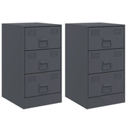 Set di 2 Comodini | Armadio da Notte | Mobiletto da notte Antracite 34,5x39x62 cm in Acciaio