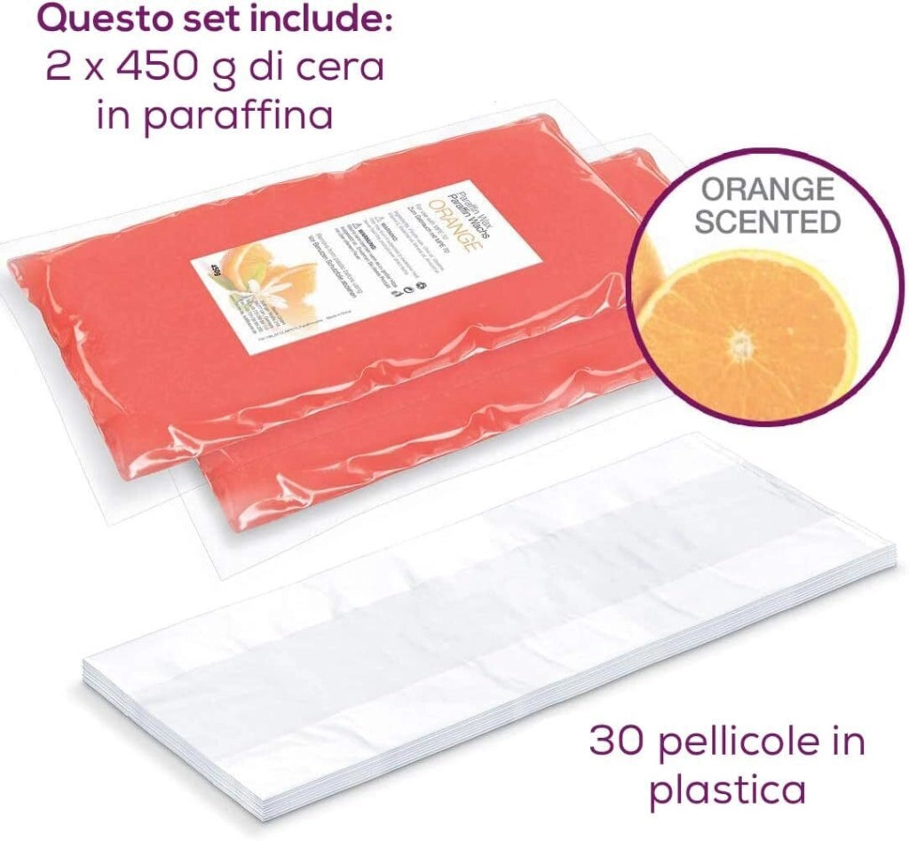 Beurer KIT_ ricambio per MP 70 Cera di paraffina 2x450gr profumata all'arancia e 30 pellicole