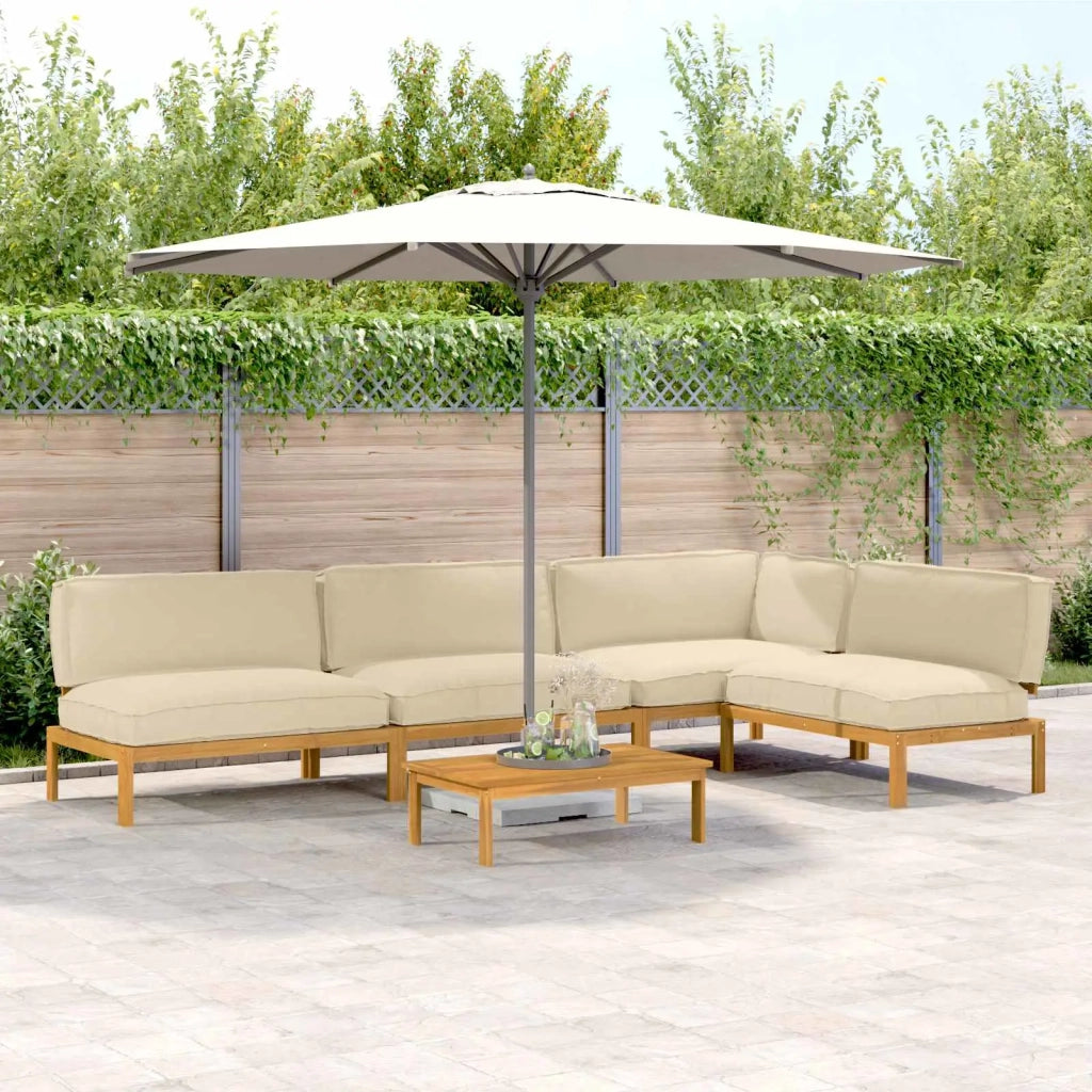 Set di divani con cuscino 5 pcs Beige Legno di Acacia Massello 3418517