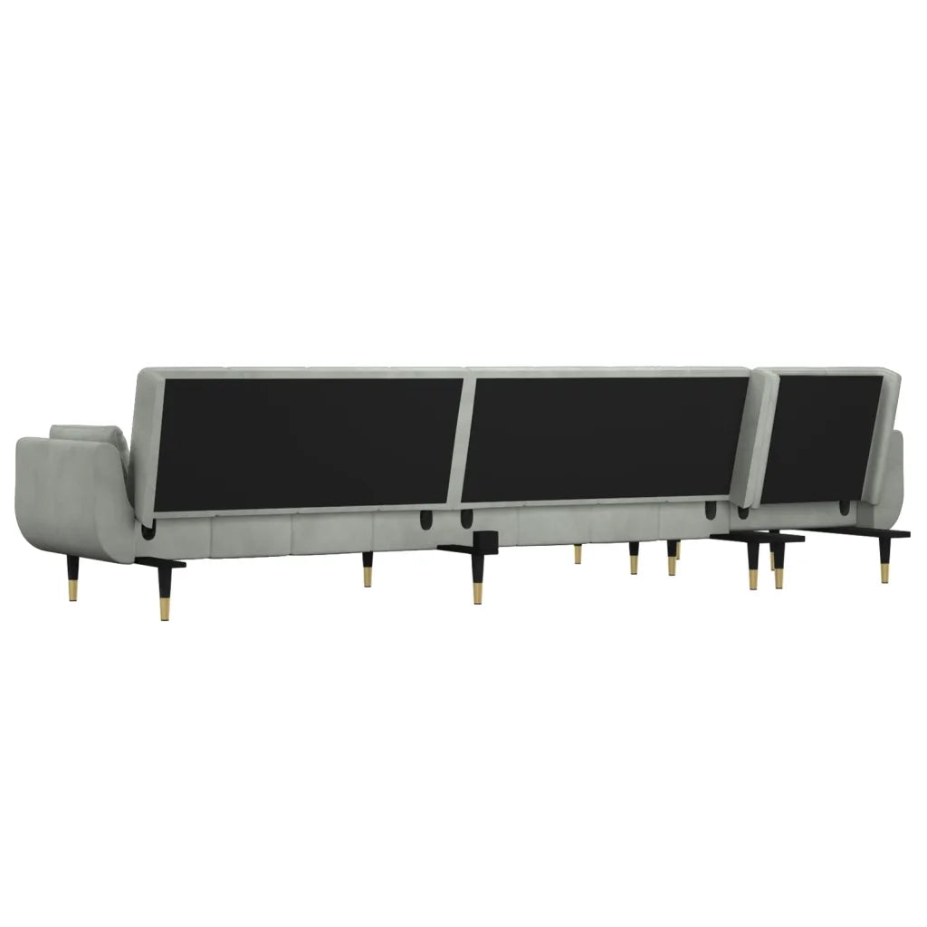 Divano Letto a L Grigio Chiaro 275x140x70 cm in Velluto 3157206
