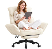 Sedia da ufficio ergonomica - Con corrimano e poggiapiedi - Con braccioli regolabili - Schienale regolabile - Beige