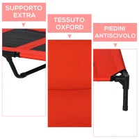 Lettino per Cani Grandi Rialzato con Tessuto a Rete, Peso Massimo 30kg, 91.5x76.2x18 cm, Rosso
