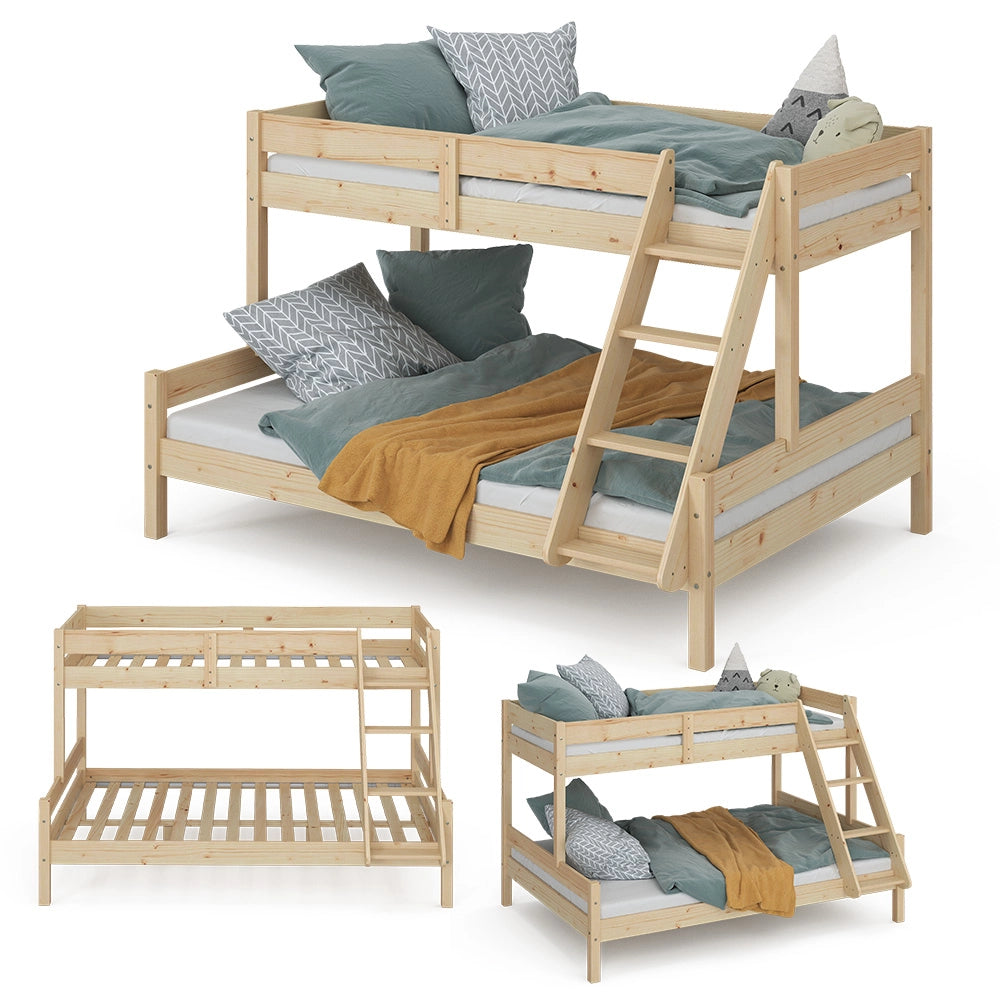 Vitalispa Letto a castello Legno naturale 140x200 / 90x200 cm con 2 materassi