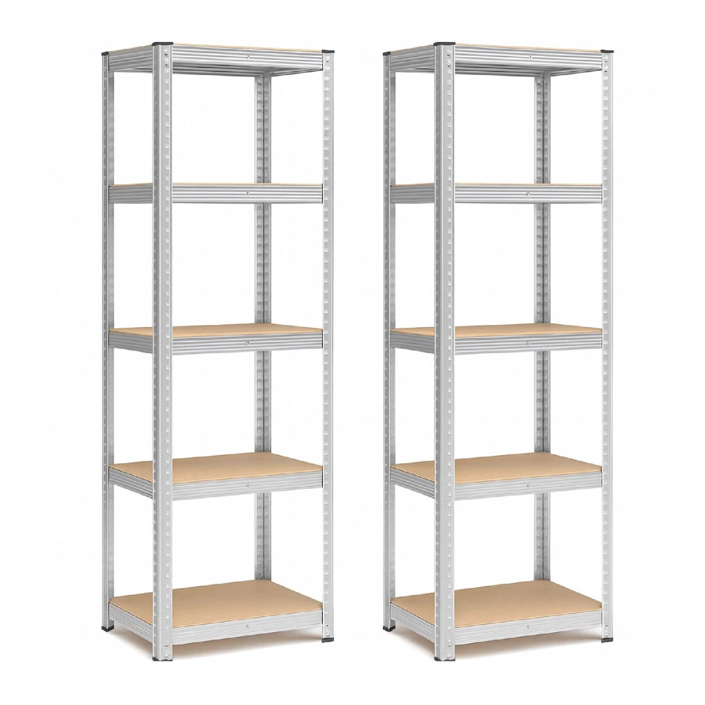 Set di 2 Scaffali in Metallo, Scaffalature a 5 Ripiani Regolabili, Senza Viti, Scaffale Salvaspazio Garage, Magazzino, Portante 875 kg 40x60x180 cm