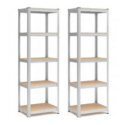 Set di 2 Scaffali in Metallo, Scaffalature a 5 Ripiani Regolabili, Senza Viti, Scaffale Salvaspazio Garage, Magazzino, Portante 875 kg 40x60x180 cm