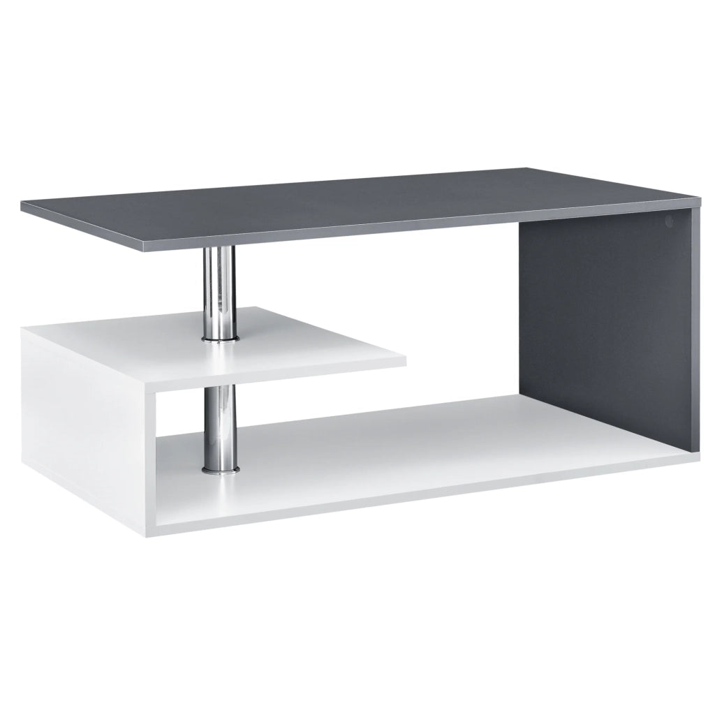 Tavolino da salotto con ripiano portaoggetti in MDF 90 cm bianco e grigio scuro 03_0004158