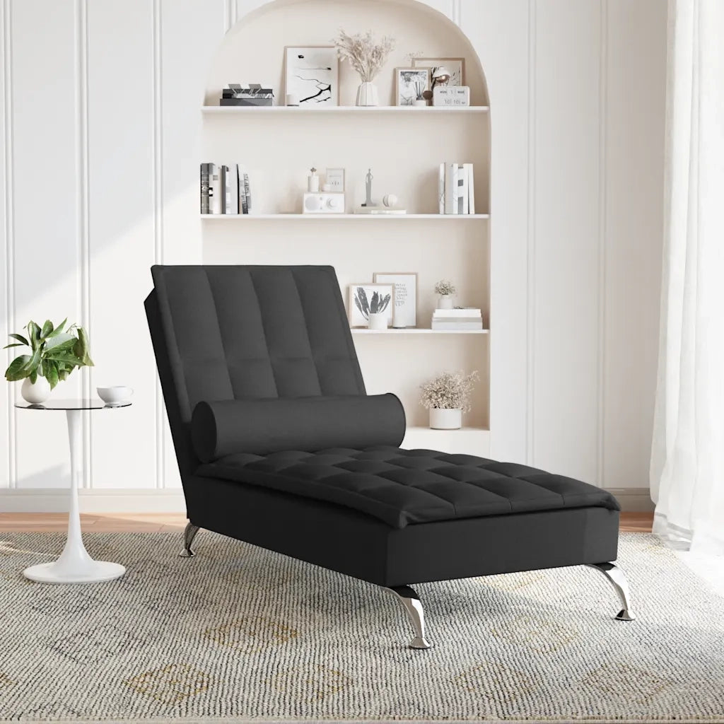 Chaise Longue Massaggi con Capezzale Nero in Tessuto CFW7862393