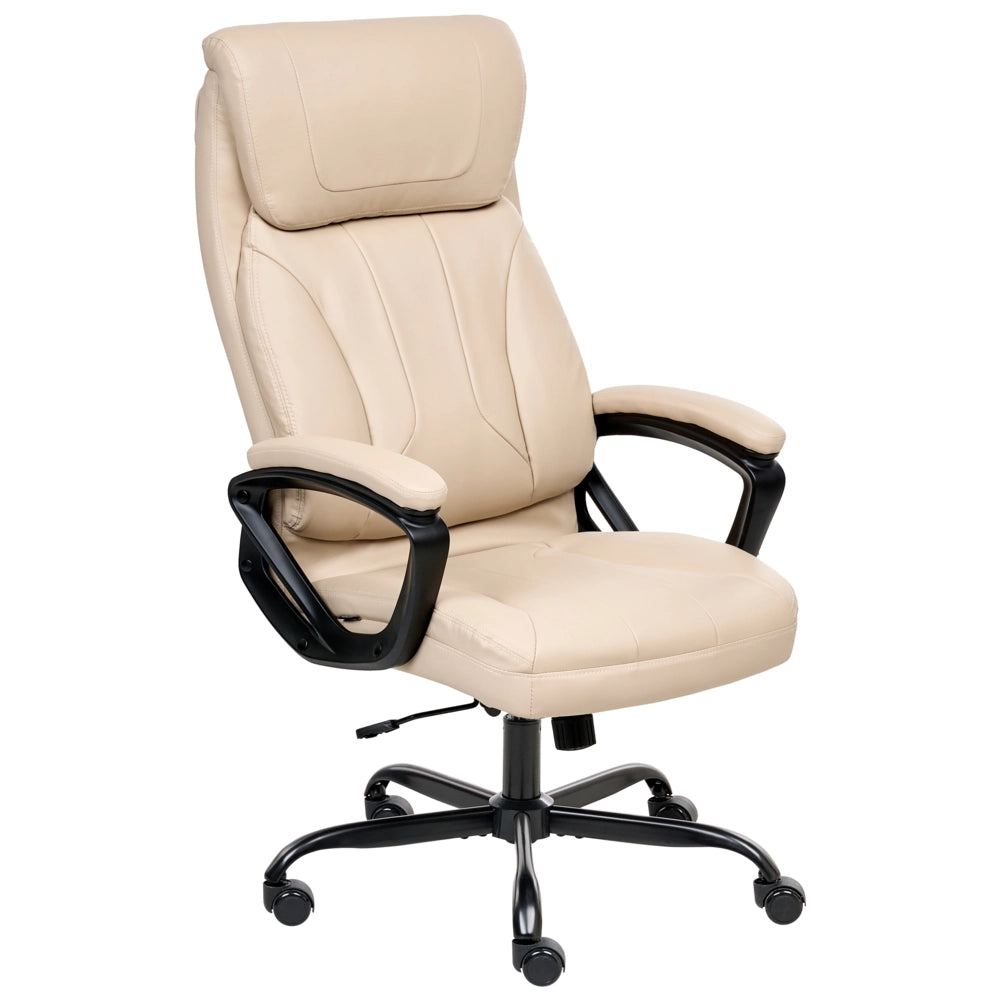 Sedia da ufficio direzionale Rivestimento in ecopelle beige Regolazione dell'altezza del sedile Imbottitura girevole