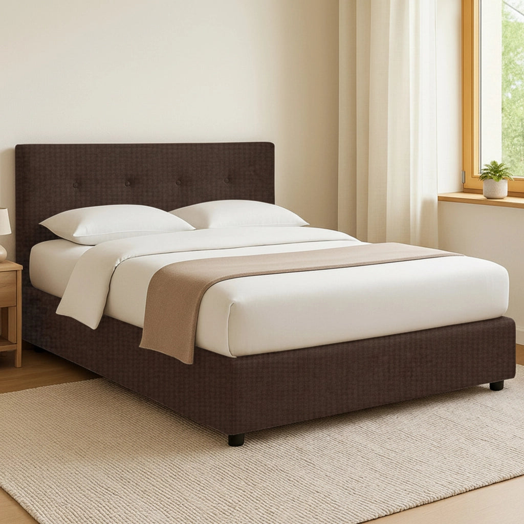 Oxford, Letto Matrimoniale Sfoderabile Made in Italy, Marrone