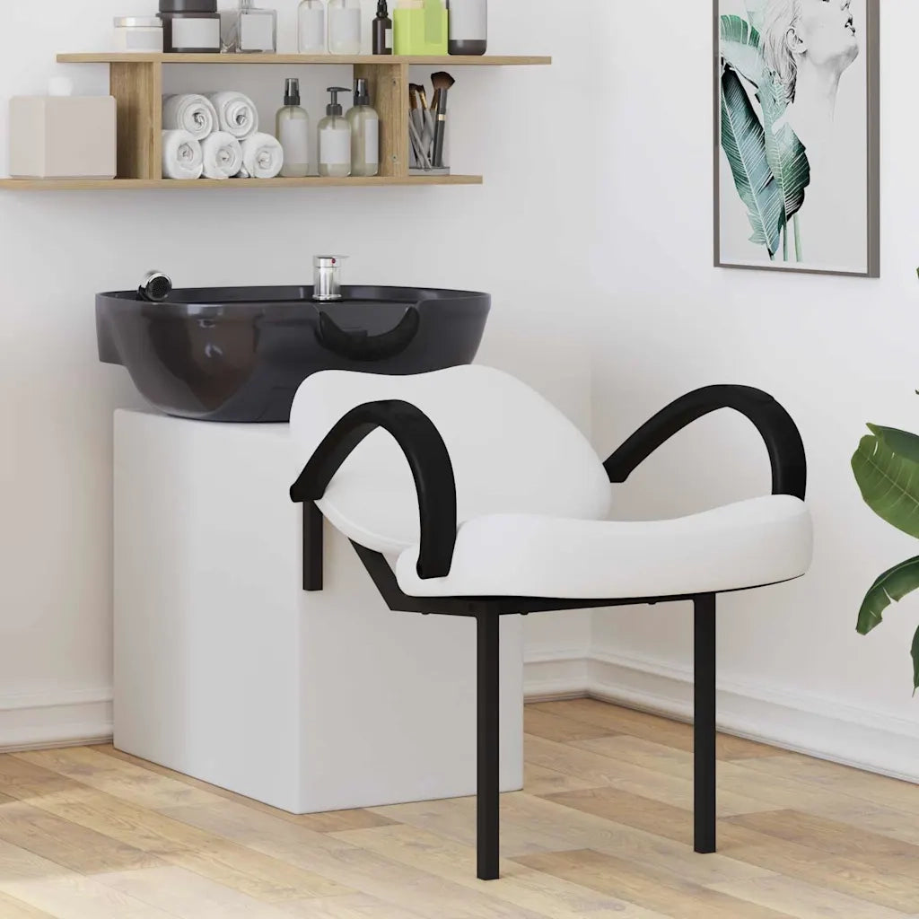 Sedia per Shampoo Bianco e Nero 136 x 60 x 92 cm PVC