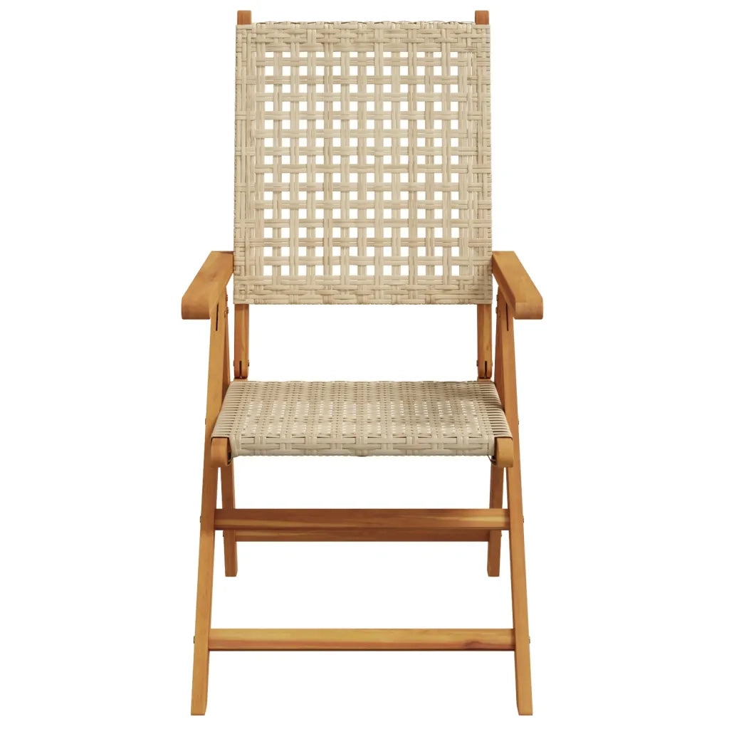 Sedie da Giardino 2 pz | Sedie da Esterno Beige Legno Massello Acacia e Polyrattan