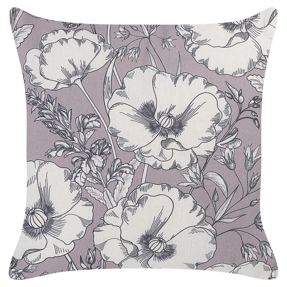 Set di 2 cuscini in poliestere grigio e bianco 45 x 45 cm con motivo a fiori soggiorno camera da letto