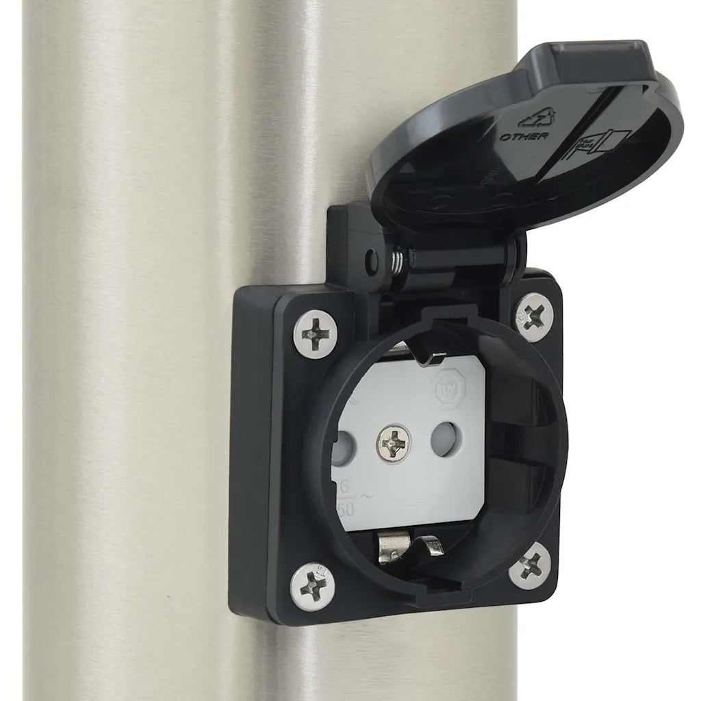 Lampada a paletto con sensore e presa 80 cm Acciaio Inox IP44 4006107