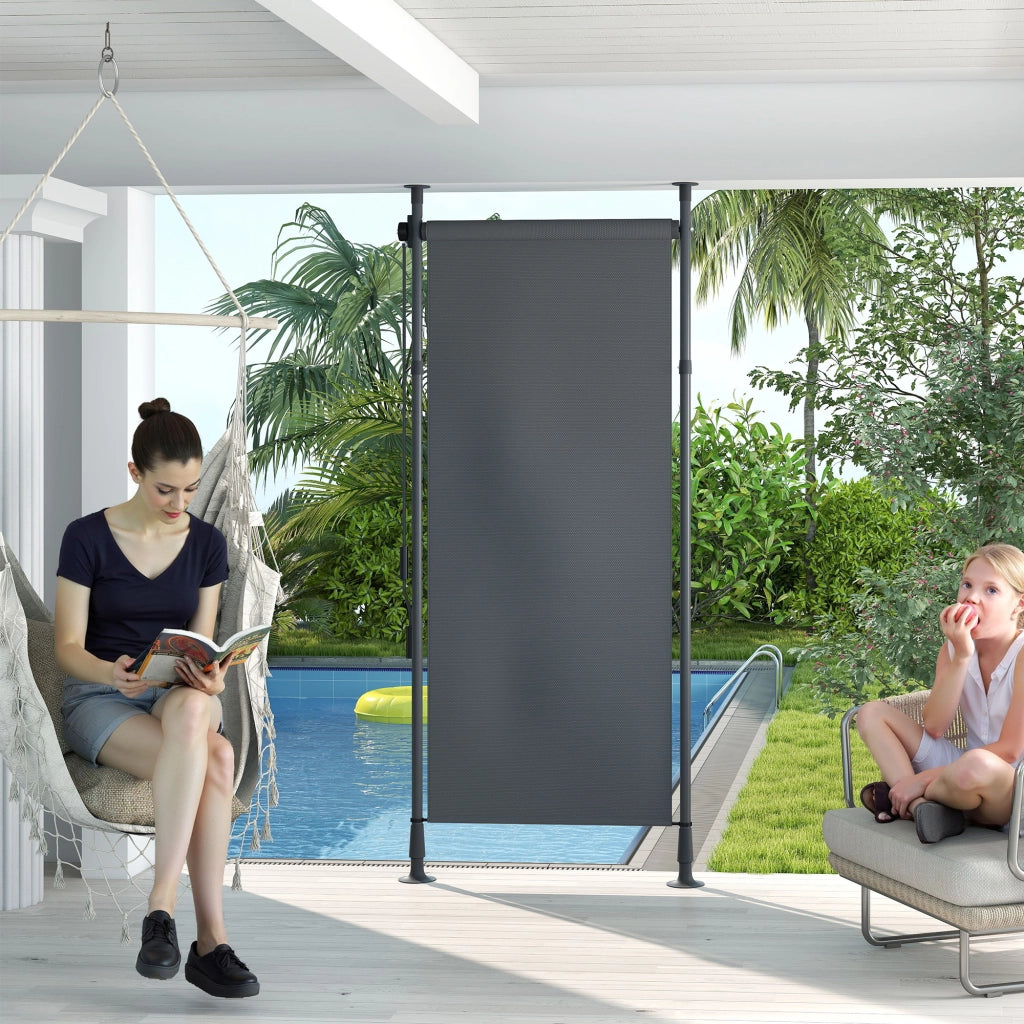 Tenda da sole esterna regolabile ¨C zephmum ¨C alluminio 120x220-310cm grigio scuro