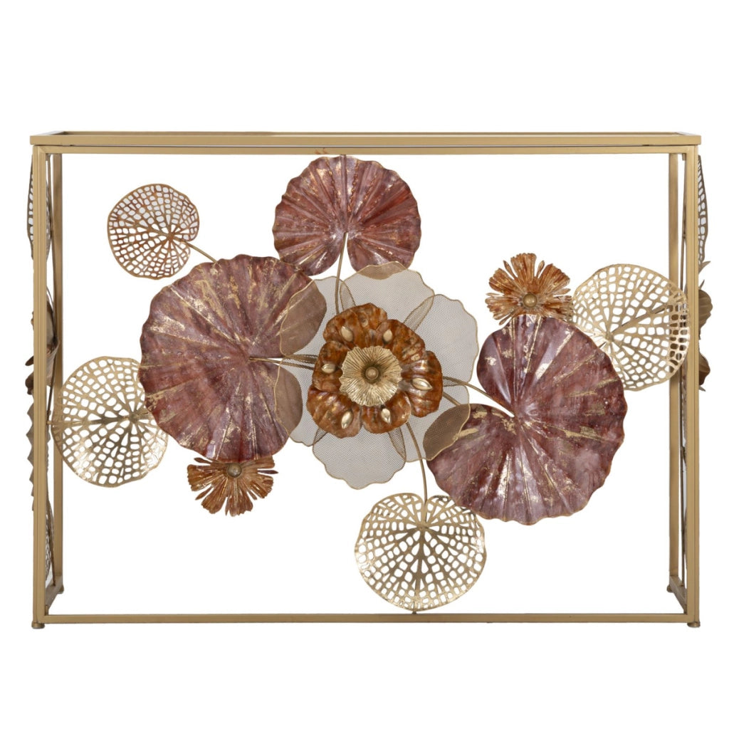Tavolo Consolle Foglia 69, Multicolore, Metallo, 114x41,5x80 cm