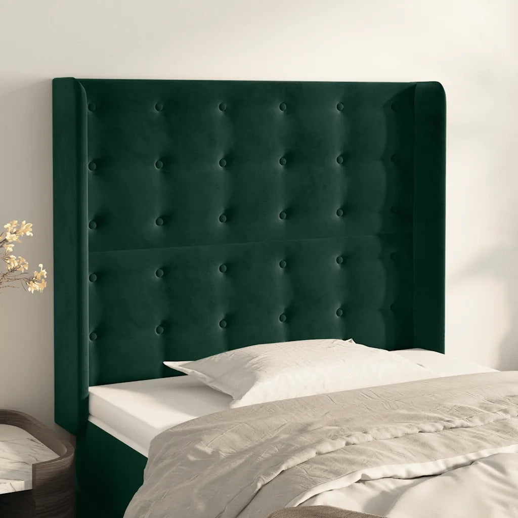 Testiera ad Orecchio Verde Scuro 103x16x118/128cm in Velluto 3120059