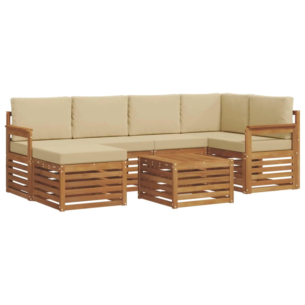 Set divano sezionale con cuscino 7 pcs Naturale e Beige 3375118