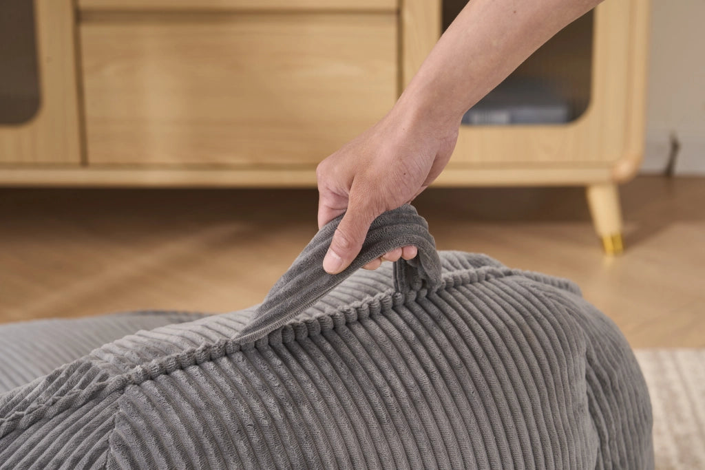 POLTRONA Sacco con schienale ergonomico in corduroy grigio