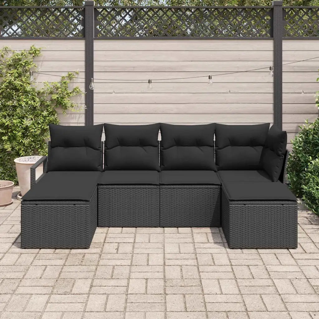 Set di divani 6 pcs Nero polyrattan 3346493