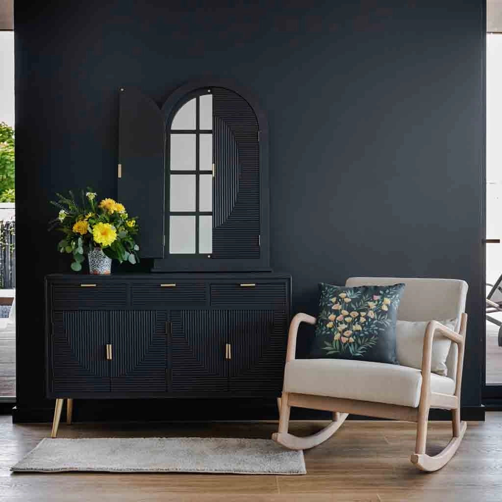 Credenza in legno grigio scuro 121,5x34x81,5h