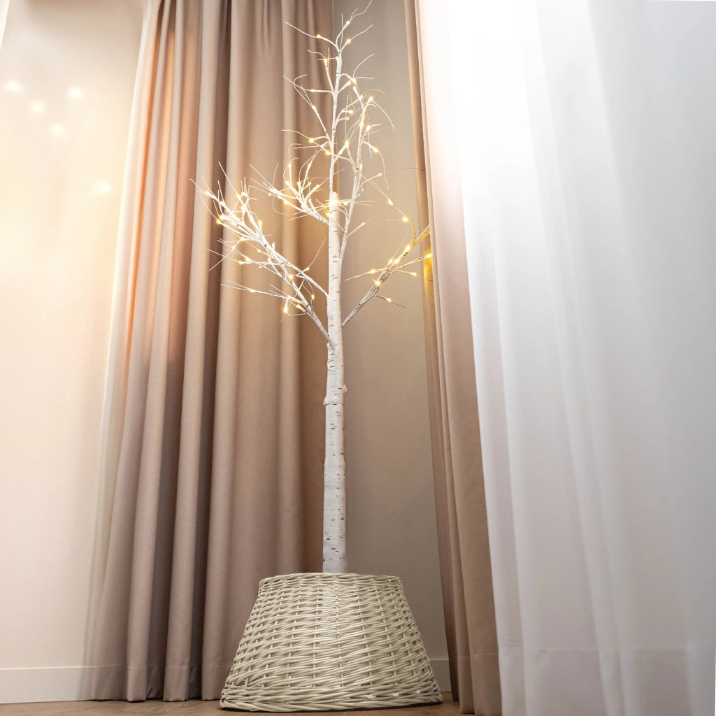 Copertura in vimini KADAX per supporto albero di Natale, 55 cm, copertura per cesto, bianca