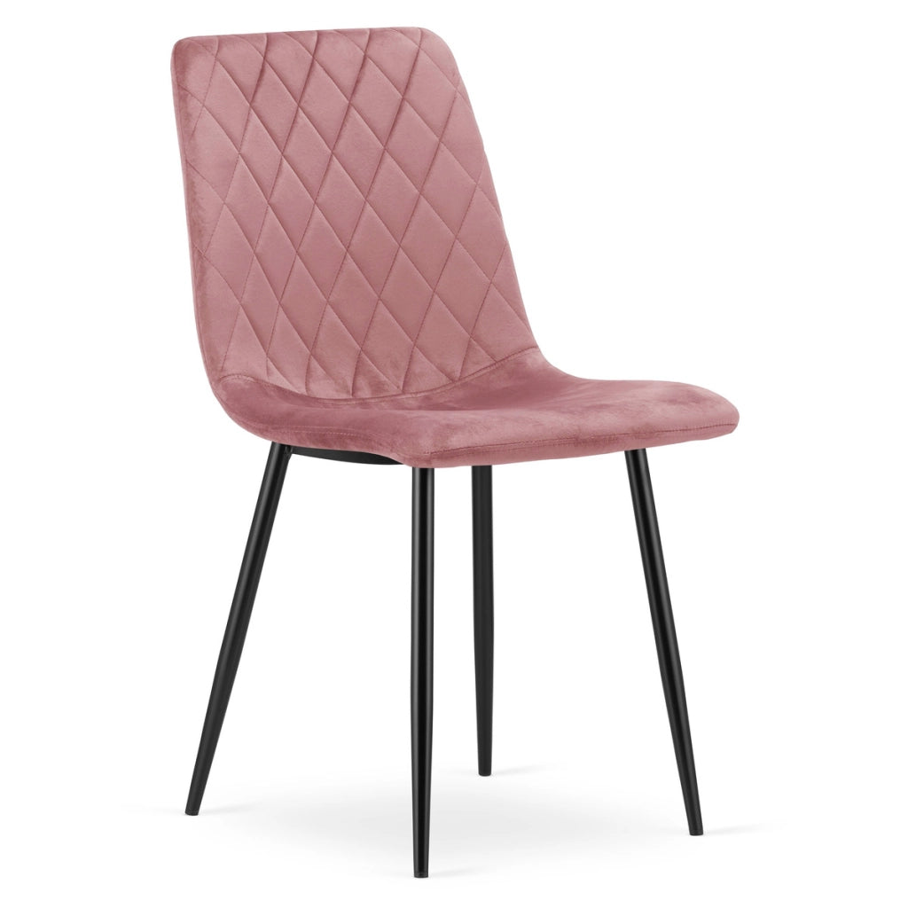 Set di 2 sedie Turin in velluto rosa con gambe nere