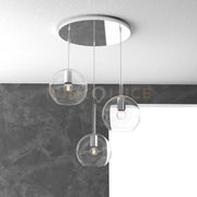 SOSP. CROMO TONDA 3 LUCI VETRI TUTTI MEDIO TRASPARENTE 1155CR-S3 TM-TR