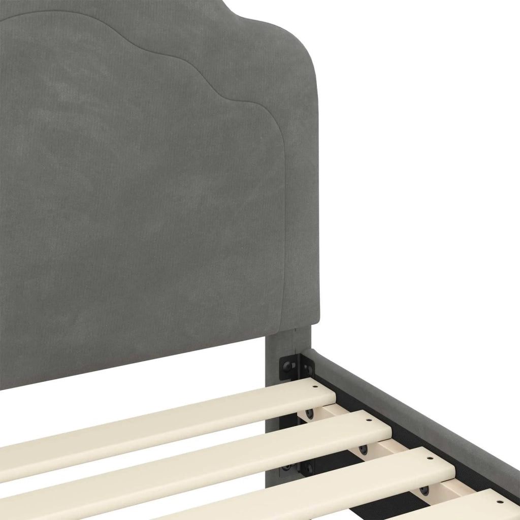 Struttura letto per bambini con testata Grigio Scuro Velluto