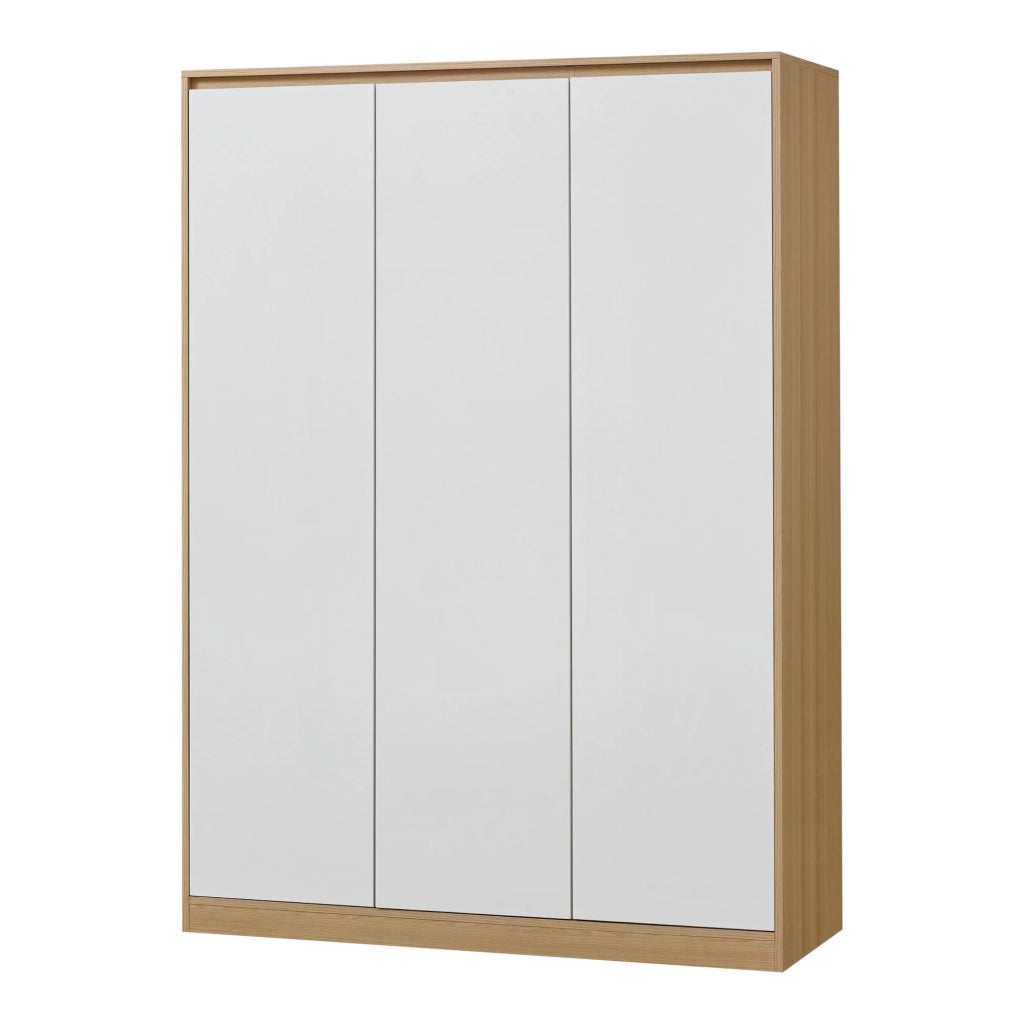 Armadio moderno per camera da letto mobile contenitore senza tempo con 4 ripiani MDF 176 x 120 x 52 cm effetto rovere bianco 03_0006363