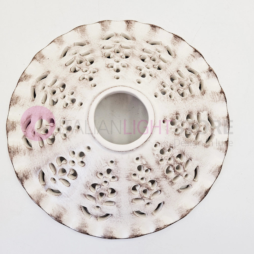 MERLETTO MATT Applique con Base Obliqua e Paralume Ceramica Anticata Ø21