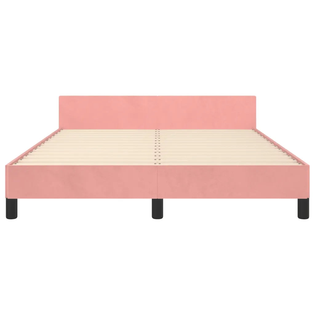 Giroletto con Testiera-Letto con Testiera Rosa 140x190 cm in Velluto 861515