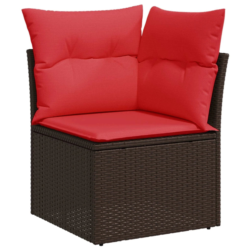 Divano da giardino angolare con Cuscini-Sofa da Giardino-Divano da esterno marrone in polyrattan 985222
