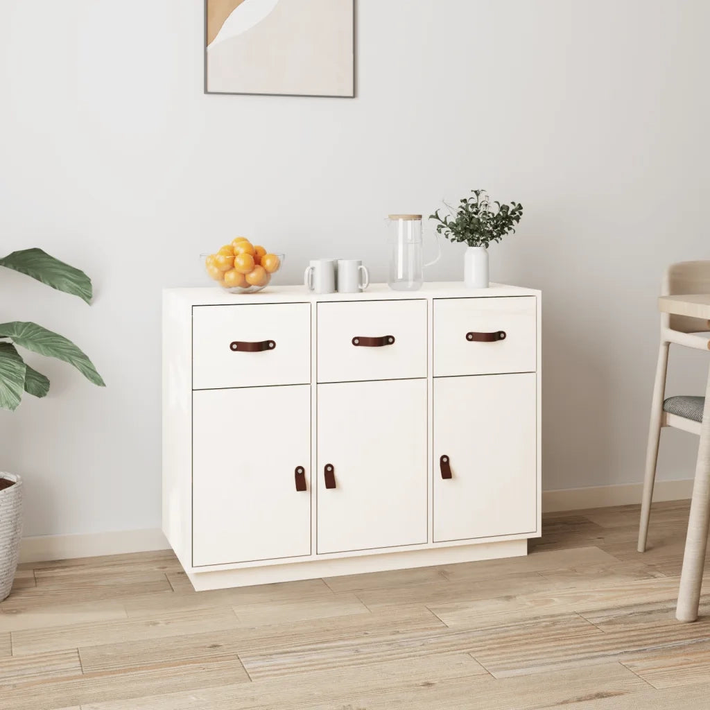 Credenza | Madia | Buffet da pranzo | Armadio da pranzo Bianca 100x40x75 cm in Legno Massello di Pino