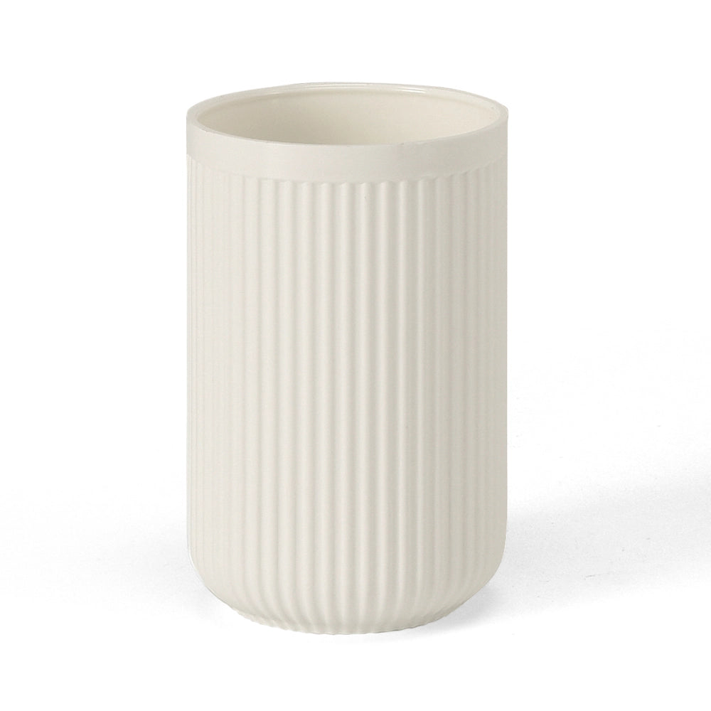 Porta spazzolini bianco crema in plastica cannettata rigida Arizona