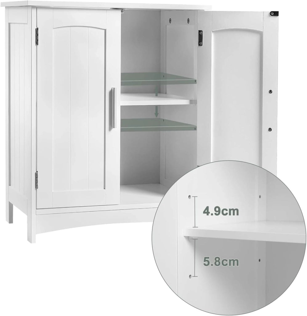 Mobile da Bagno Sospeso, Mobile Sottolavabo per Bagno con 2 Ante, 2 Cassetti, Ripiano Regolabile, MDF, Bianco