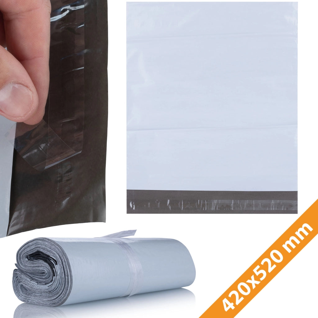 Buste da Spedizione Bianche 420x520 mm 100 Pezzi – Sicurezza e Resistenza | LDPE Forte, Impermeabile