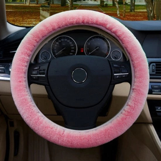 Supporto al volante Pluche - Caldo - Universale - Adatto per diametro sterzo 37-39 cm - Tessuto in velluto soffice - Ideale per taxi - Manubrio con guanto