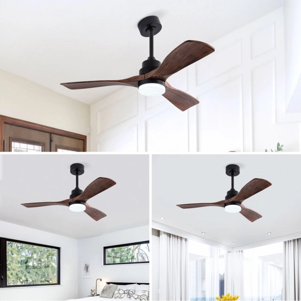 Ventilatore da soffitto bianco moderno 42 pollici con luce e telecomando, bestseller, design elegante, motore DC silenzioso reversibile